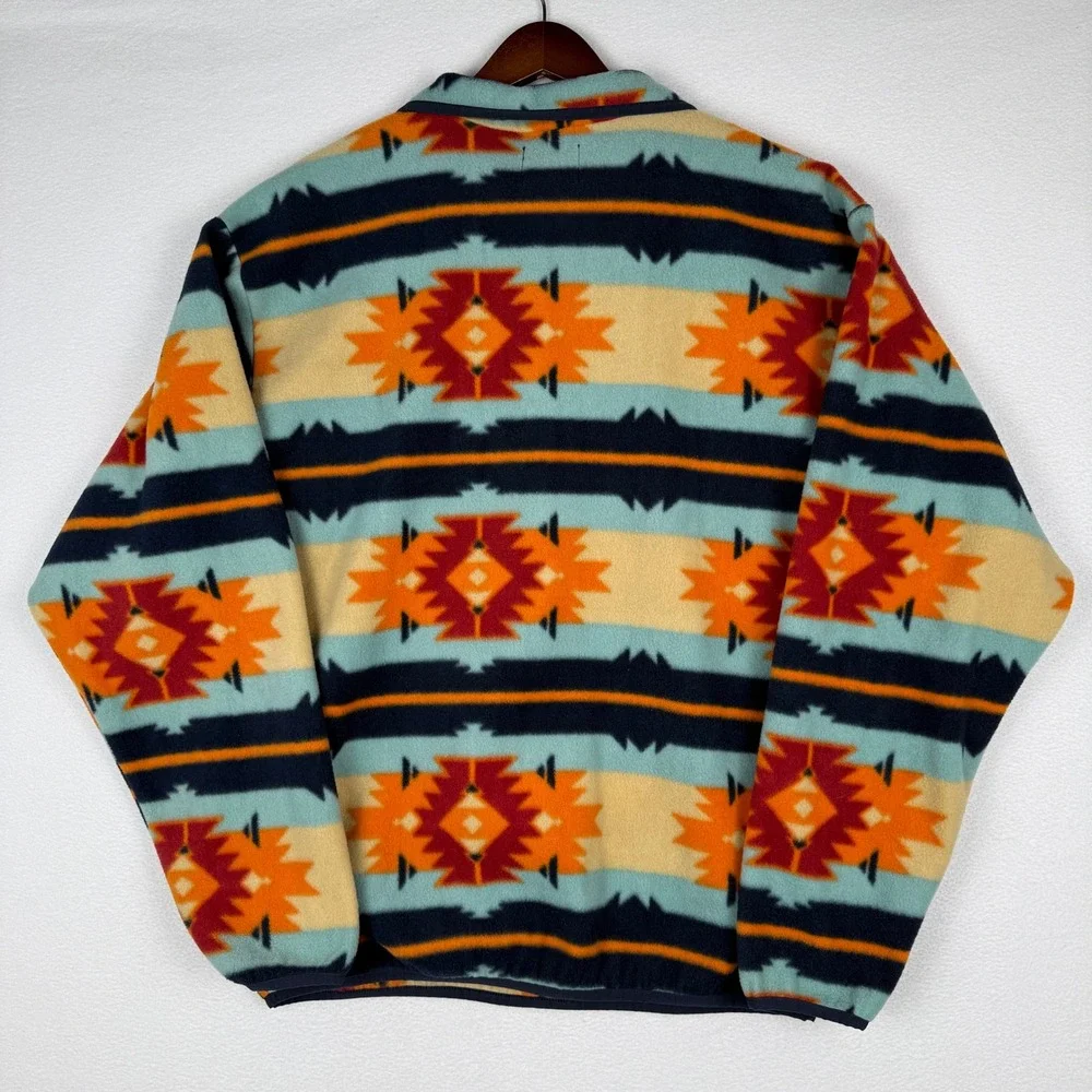 COMO X Fleece Pullover Mens Large Multicolor Southwestern Aztec 1/4 Snap Neck